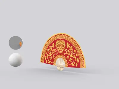 Balinese Decorative Fan Kipas Ornament 3D model