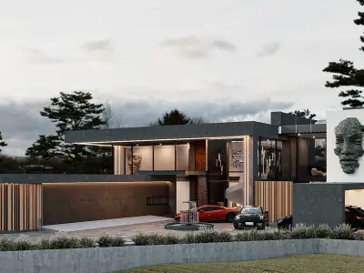 Exterior modern luxury home  scene 3D model