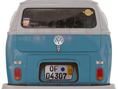 Vintage 1971 Volkswagen Bus Type 2 Low-poly 3D model