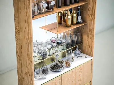 Bar Cabinet Low-poly 3D model
