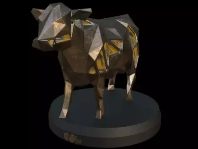 Steampunk Cow Low-poly 3D model