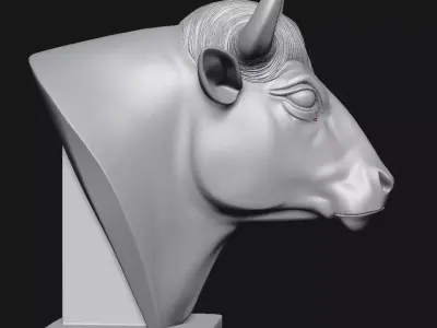 Bull head sculpture 3D print model