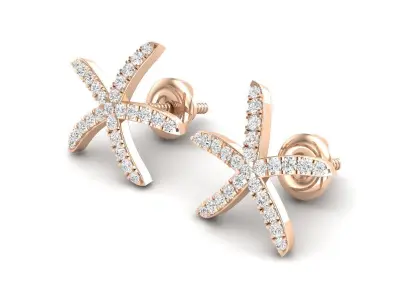 AV 431 Diamond Ladies Starfish Earrings 3D print model