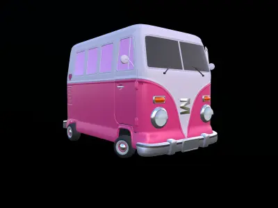Stylized Cartoon van T1 Low poly Low-poly 3D model
