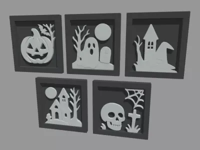 Halloween Pictures Frames 04 Low-poly 3D model