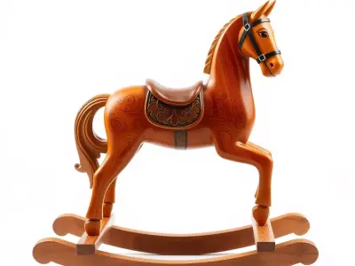 Classic Wooden Rocking Horse model pack Low-poly 3D model