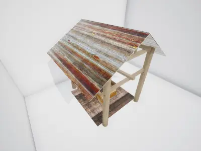 Low-Poly Well wooden roof Low-poly 3D model