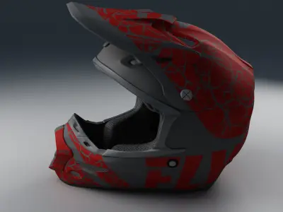 Moto Helmet Red 3D model