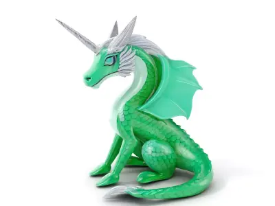Fantasy Dragon Unicorn Model Pack Low-poly 3D model