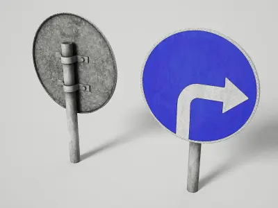 Mandatory Road Signs Pack Game Ready Vol 1 Low-poly 3D model