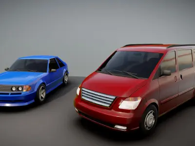 Generic passenger car pack DONATE UKRAINE Low-poly 3D model