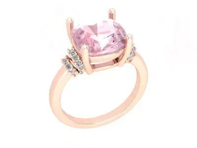Morganite Cocktail Ring With Realistic Rendering 3dm 3D print model