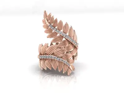 luxury bypass leaf jewelry ring 3D print model