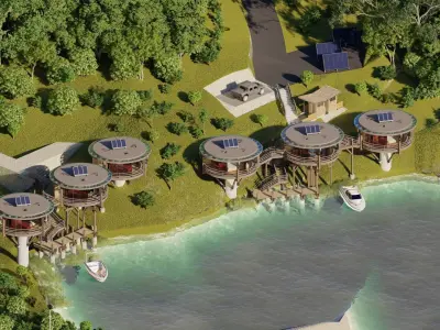 Forest villa-wooden villa-virgin wooden hut 3D model