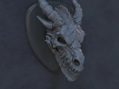 Dragon Skull Wall Trophy -STL File for 3D Printing 3D print model
