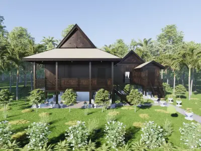 Perlis Traditional House of Malaysia 3D model