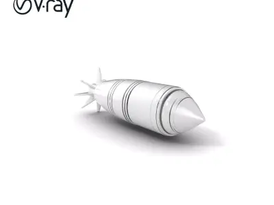 Aerodynamic Silver Missile Bomb model pack Low-poly 3D model