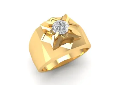 Geometric Gemstone Men Ring  378 3D print model