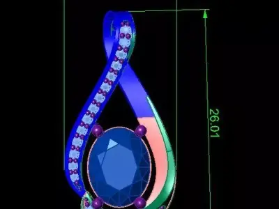 Jewelry pendant 3D print model 3
