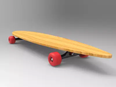 Longboard wooden skateboard with wheels Free 3D model
