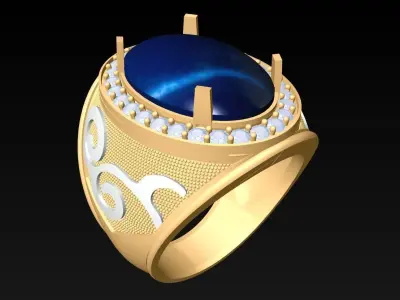 Oval stone ring - Mens Rings - N5278 3D print model