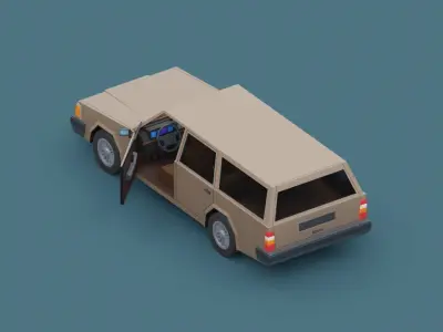 Stylized Cartoon Euro Wagon Car  Low-poly 3D model