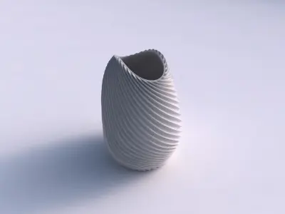 Bowl compressed with wavy extruded lines 2 3D print model
