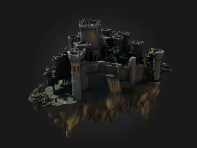 Castle on the Cliff  A Majestic Stronghold Above the Waves 3D model