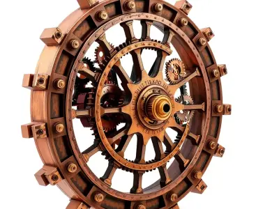 Copper Steampunk Gear model pack Low-poly 3D model