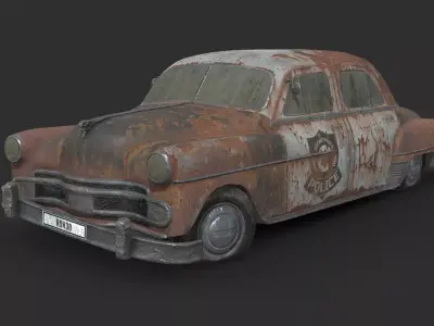 Abandoned Car - Dodge Coronet Police Low-poly 3D model