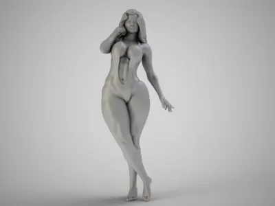 Undiscovered woman in gold bikini 3D print model