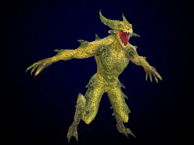 Monster reptilian Low-poly 3D model
