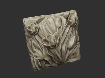 The Tulip flowers in the rock version 2 3D print model