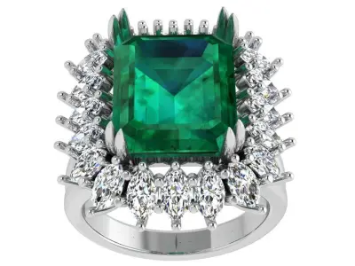 Emerald Cluster Ring 4598 3D print model