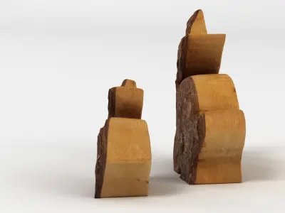 Wooden Rabbit Decorations 001 3D model