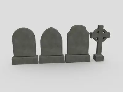 Tombstone Pack Low-poly 3D model