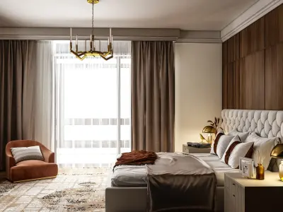 Modern luxury style bedroom 3D model