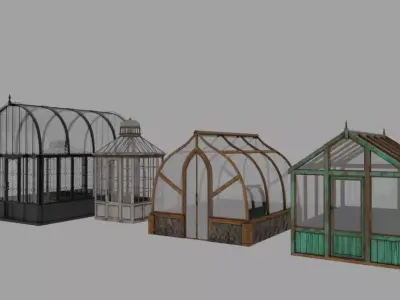 Greenhouse X4 Low-poly 3D model