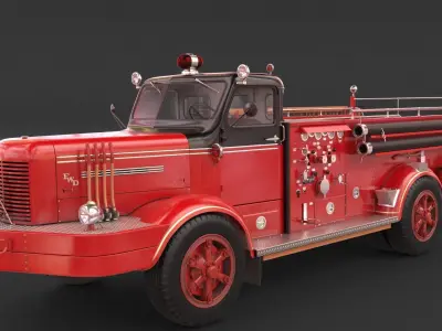 Fire Truck - ENGINE 61 1953 FWD Pumper high poly 3D model