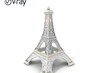 Eiffel Tower Metallic Lattice Design model pack Low-poly 3D model