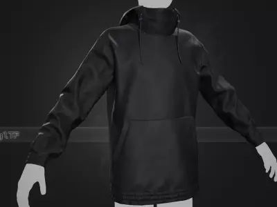 Black Snowboard Hoodie Style 2 Low-poly 3D model