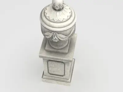 Ornate Classical Urn with Pedestal Low-poly 3D model