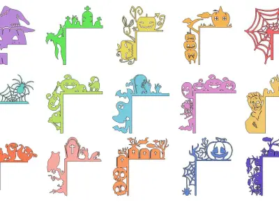 HALLOWEEN DOOR OR WINDOW CORNER SET OF 15 MODELS VOL 9  3D print model