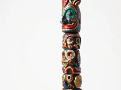 Totem Pole D Model Pack for Cultural and Artistic Renderings Low-poly 3D model