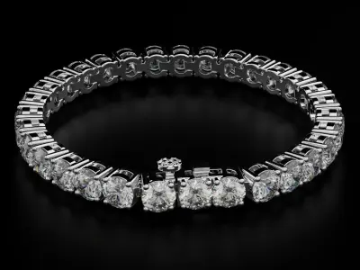 Tennic Braclet round gem 7mm 3D print model