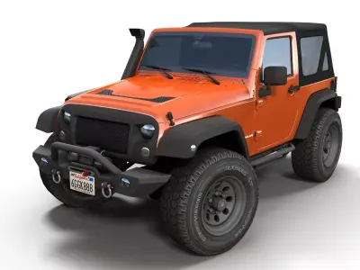 Jeep Wrangler 2012 custom offroad Low-poly 3D model