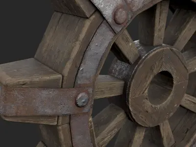 Wooden Wheel Low-poly 3D model purchase