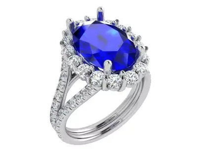 Oval Halo Split Shank Ring 3539 3D print model