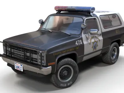 Police offroad car Low-poly 3D model