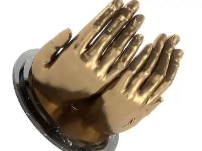 Bronze Hands Candle Holder with Sun 3D Model for CNC Print 3D print model